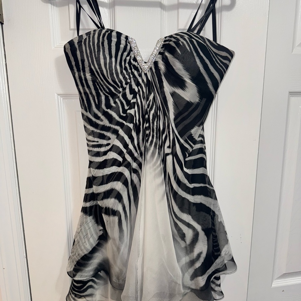 Zebra Print Dress with Rhinestone Detail